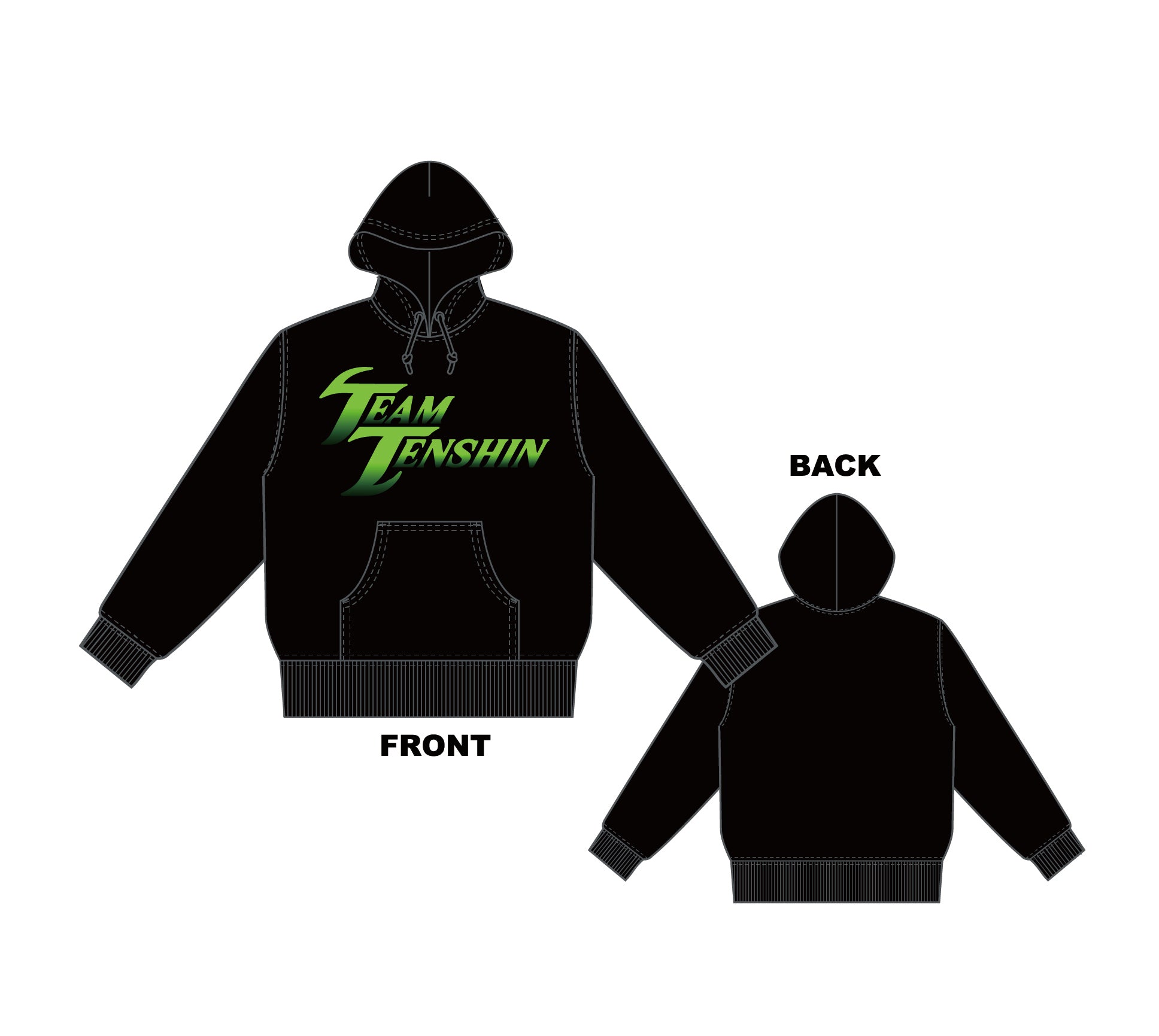 大人も着やすいシンプルファッション TEAM TENSHIN HOODIE 那須川天心